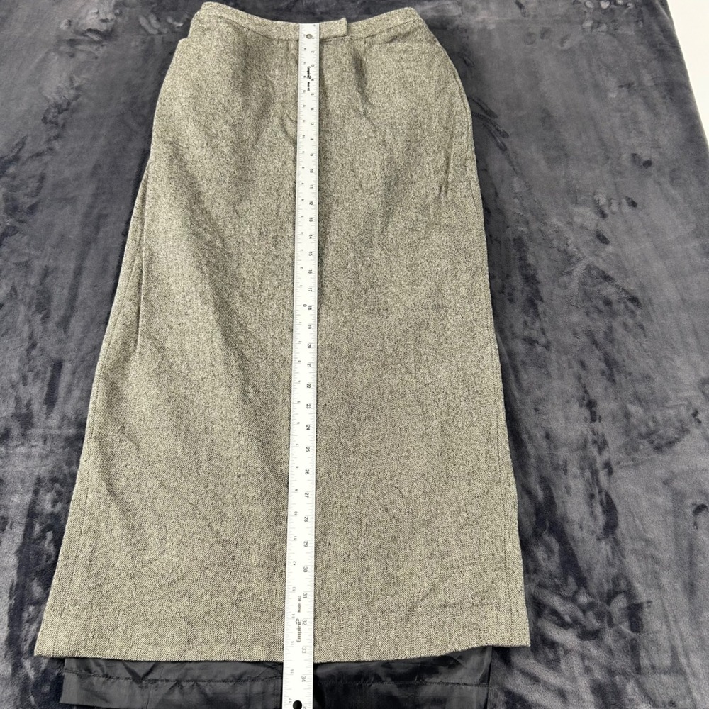 Lauren Ralph Lauren Maxi Skirt Womens 6 Gray Wool Herringbone Pockets Long - Picture 3 of 7